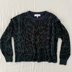 John & Jenn By Line Women’s Fionne SweateLeopard Print Size Small- Black/Green
